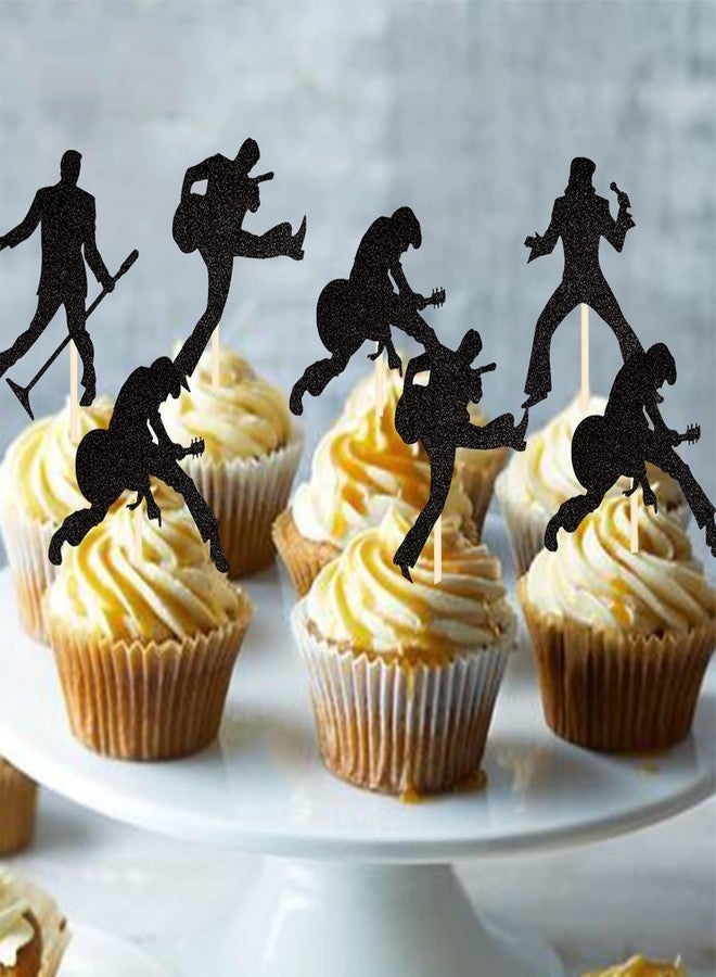 Incrizma 24 PCS Rock Band Cupcake Toppers Black Rock Pop Music Theme Cupcake Picks Music Concert Theme Birthday Party Cake Decorations Supplies (Rock Band Cupcake, 24) - Image 4